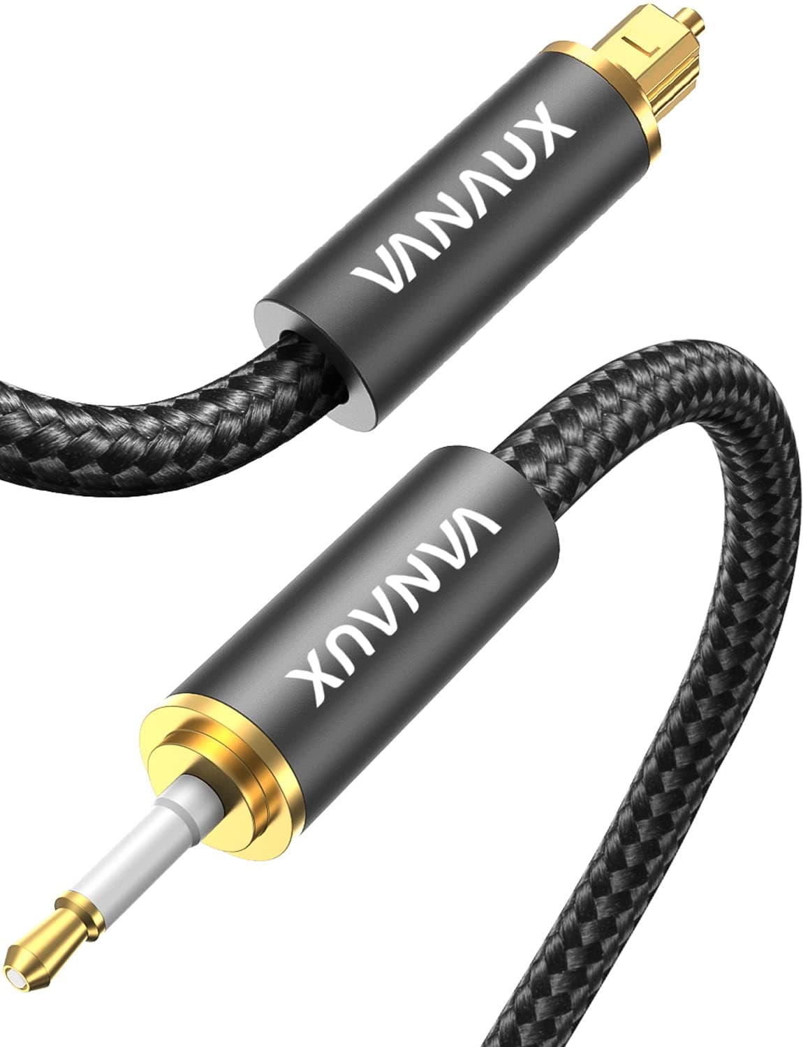 VANAUX Toslink to Mini Toslink Optical Audio Cable 24K Gold-Plated Digital S/PDIF Fiber Optic Cables for Home Theater, Sound Bar,TVs/Amplifiers/Hi-Fi Systems - Black(9.8Feet/3M)