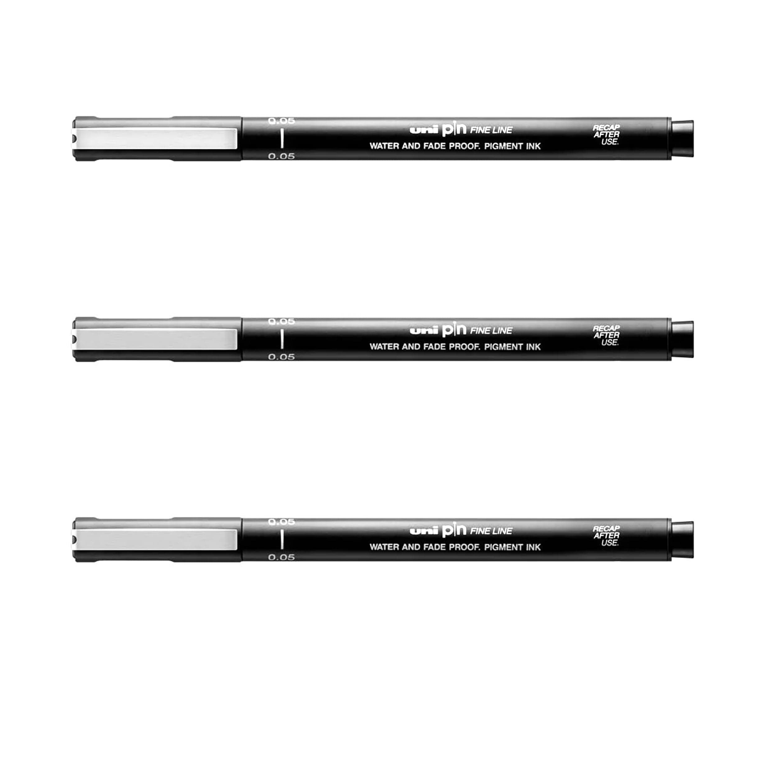 PIN Drawing Pen FINELINER Ultra FINE LINE Marker 0.05mm Black Ink - [Pack of 3]