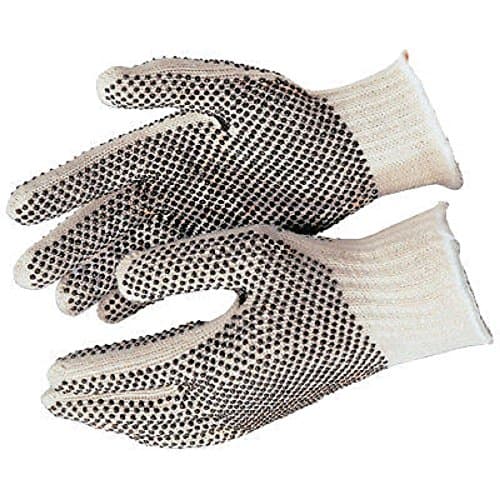 PERFECTLY FIT, TWO SIDED BLACK DOTTED COTTON STRING KNIT WORKING GLOVES - 10 Pairs X-Large