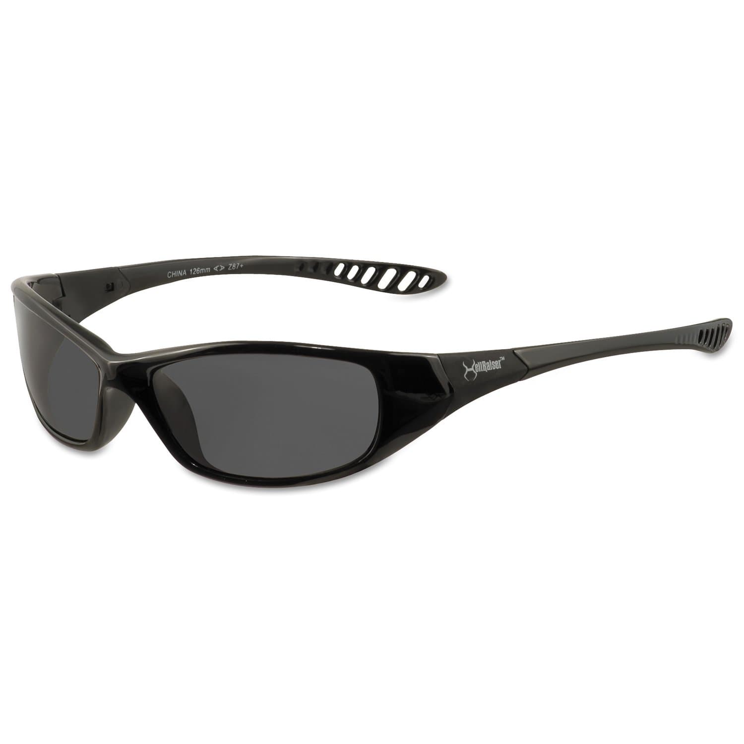 25714 V40 Hell Raiser Safety Eyewear, Smoke Polycarbon Anti-Scratch Lenses, Black Frame