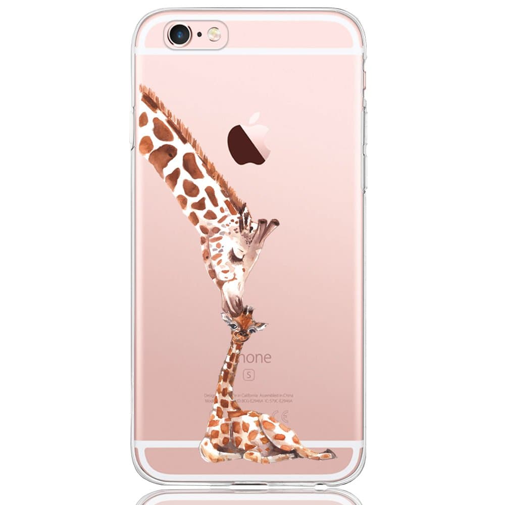 iPhone 6 / 6S Case, Dolce Vita Series Slim Fit Silicone Clear Case for Ladies/Girls with Giraffe Unconditional Love Design