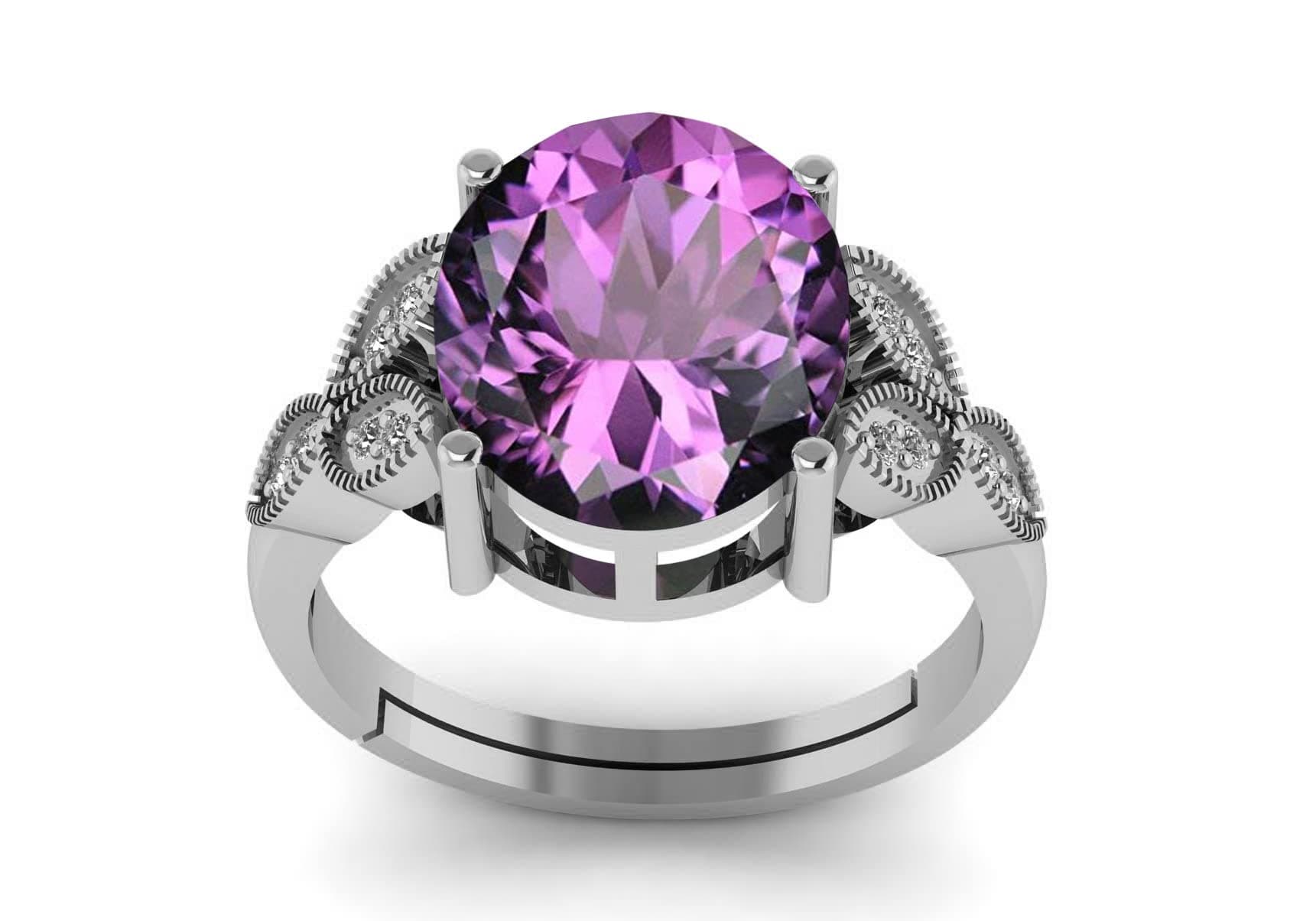 LMDPRAJAPATIS5.25 Ratti 4.50 Carat Amethyst Silver Ring Katela Original Certified Natural Amethyst Stone Ring for Men And Women