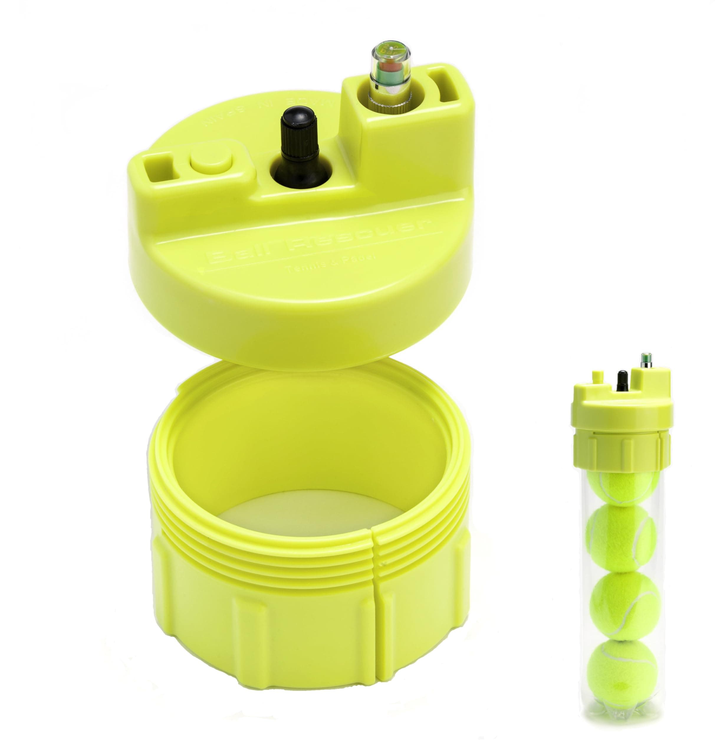 Ball Rescuer – Converts containers of paddle balls or tennis balls into a 30 PSI Pressurizer boat – Adaptable to containers of Three or Four Balls (packaging not included).