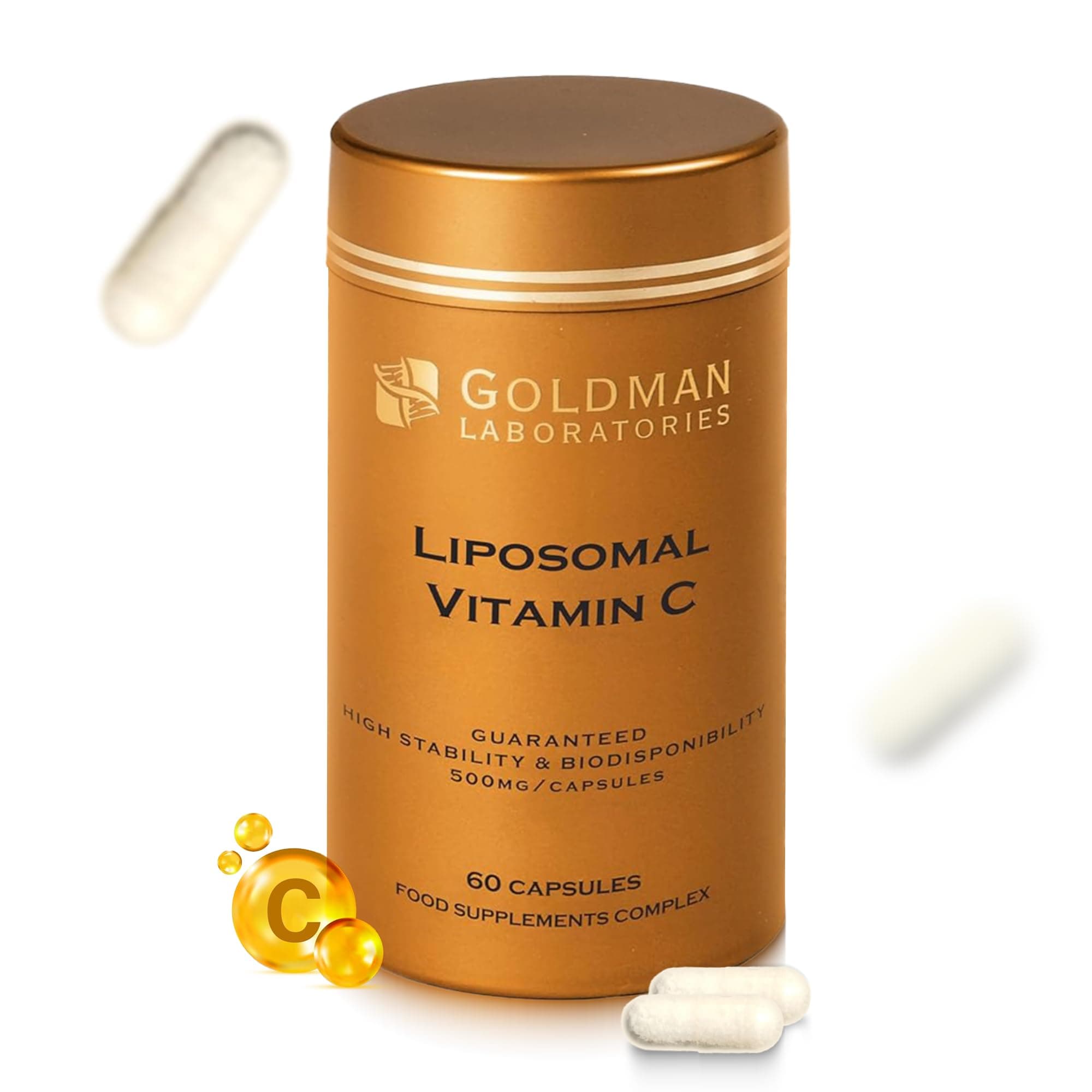 Liposomal Vitamin C 500mg - 60 High Strength Vegetarian Capsules - Max Absorption VIT C for Immune Support & Collagen - Advanced Vitamin C Supplements - Goldman Laboratories