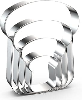 Slice of Bread Cookie Cutter Set - 5", 4", 3", 2" - 4 Piece Toast Food Cookie Cutters Shapes - Stainless Steel