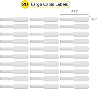 Cable Labels by Wrap-It Storage, Large, White (30-Pack) Write On Cord Labels, Wire Labels, Cable Tags and Wire Tags for Cable Management and Identification for Electronics, Computers and More