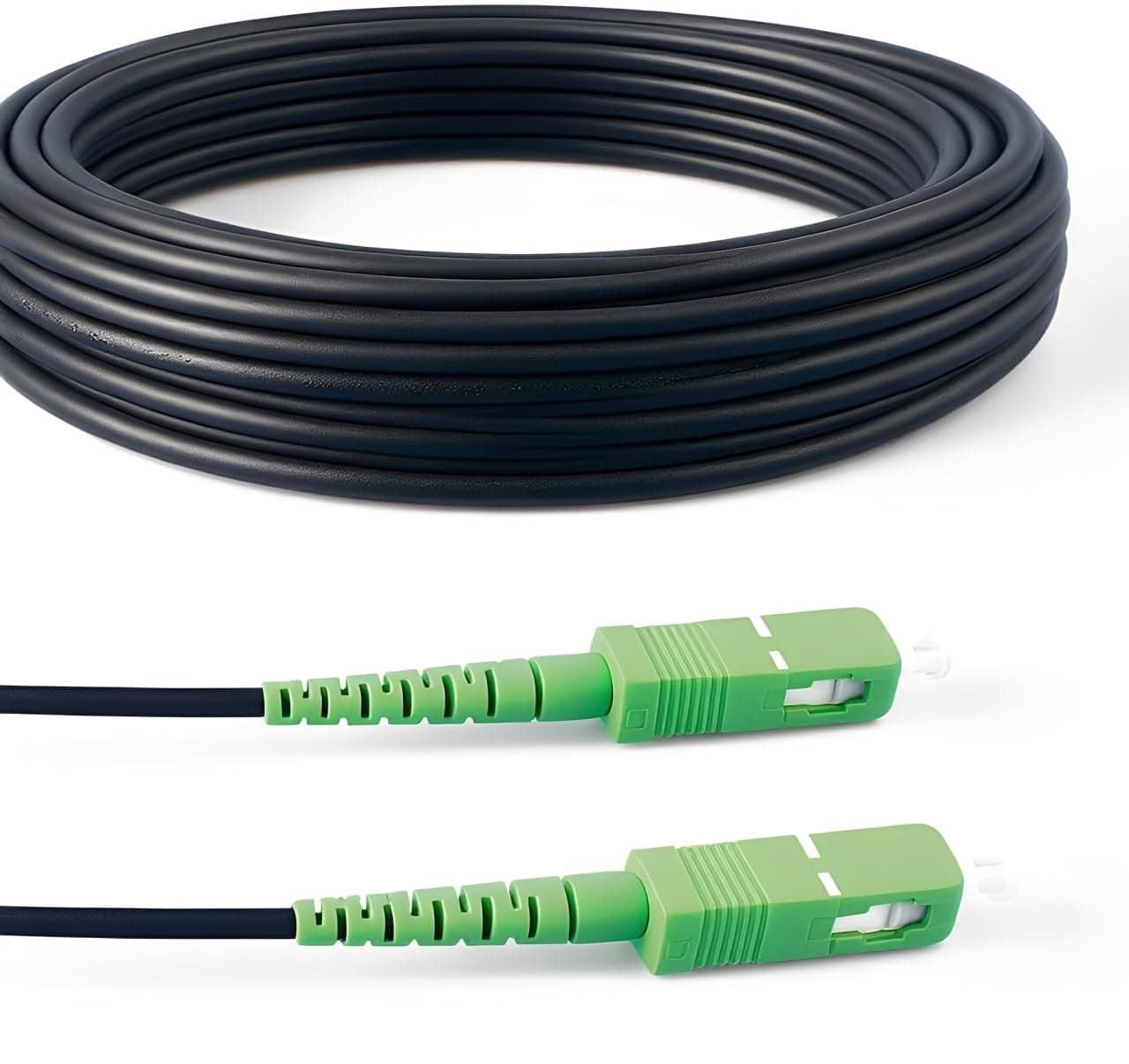 Elfcam® - 7m/22.97ft Armored Fiber Optic Cable for Outdoor and Indoor SCA to SCA Simplex Singlemode, Compatible with FTTH Cables, 7 Meters