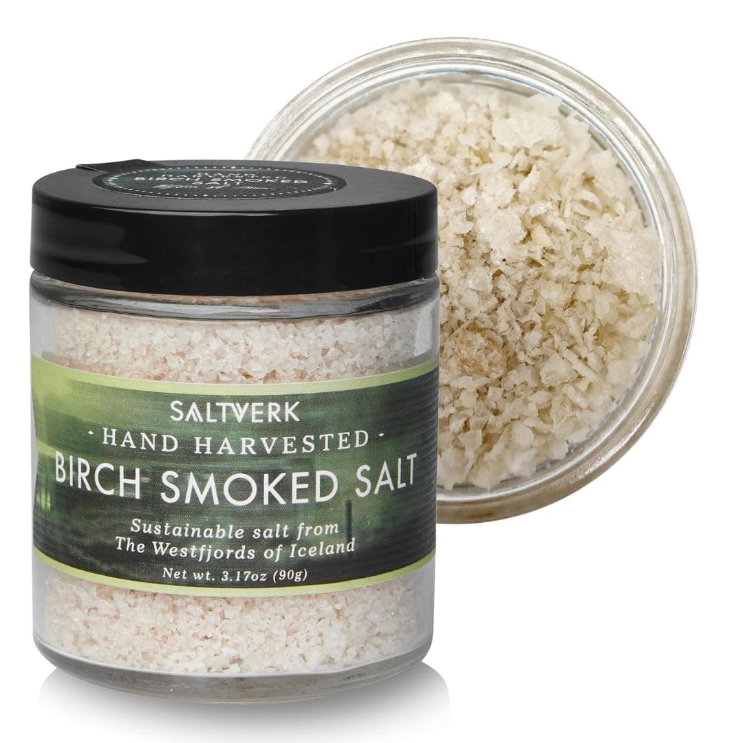 Saltverk Sea Salt - Gourmet, Icelandic, Hand Harvested and Sustainably Made - Birch Smoked 3.17 Oz