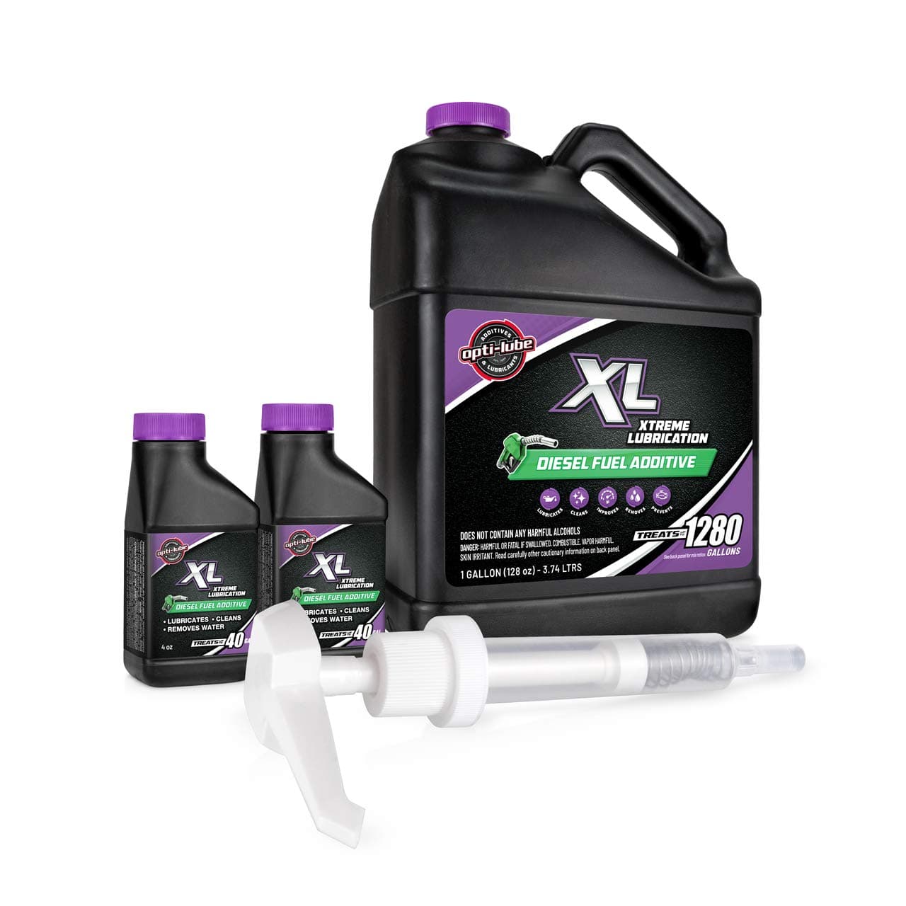 XL Xtreme Lubricant Diesel Fuel Additive: 1 Gallon with Accessories (HDPE Plastic Hand Pump and 2 Empty 4oz Bottles) Treats up to 1,280 Gallons