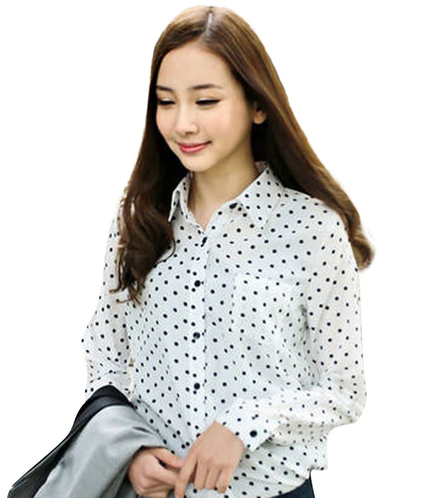 Molly Women Blouses Vintage Polka Dot Long Sleeve Shirt