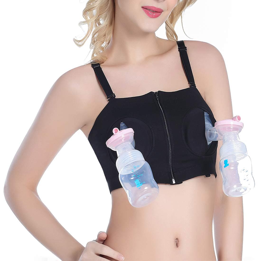 Charmonic Hands Free Breast Pumping Bra, Breast Pump Bra Hands Free, Nursing Bras Breastfeeding for All Breast Pumps(Black