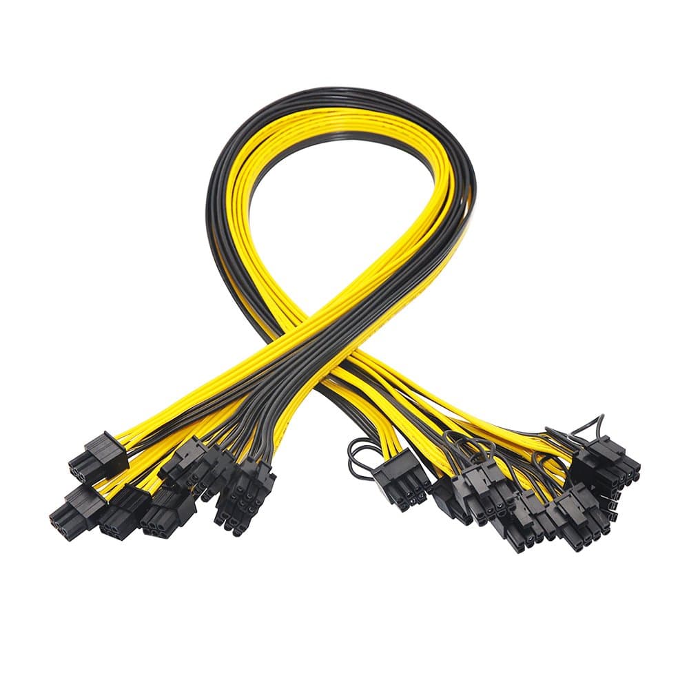 6 Pin PCI-e to 8 Pin (6+2) PCI-e Power Cable 27.5 Inch for HP Dell 750W / 1200W Server PSU Breakout Board Graphic Cards GPU Mining (8-PACK)