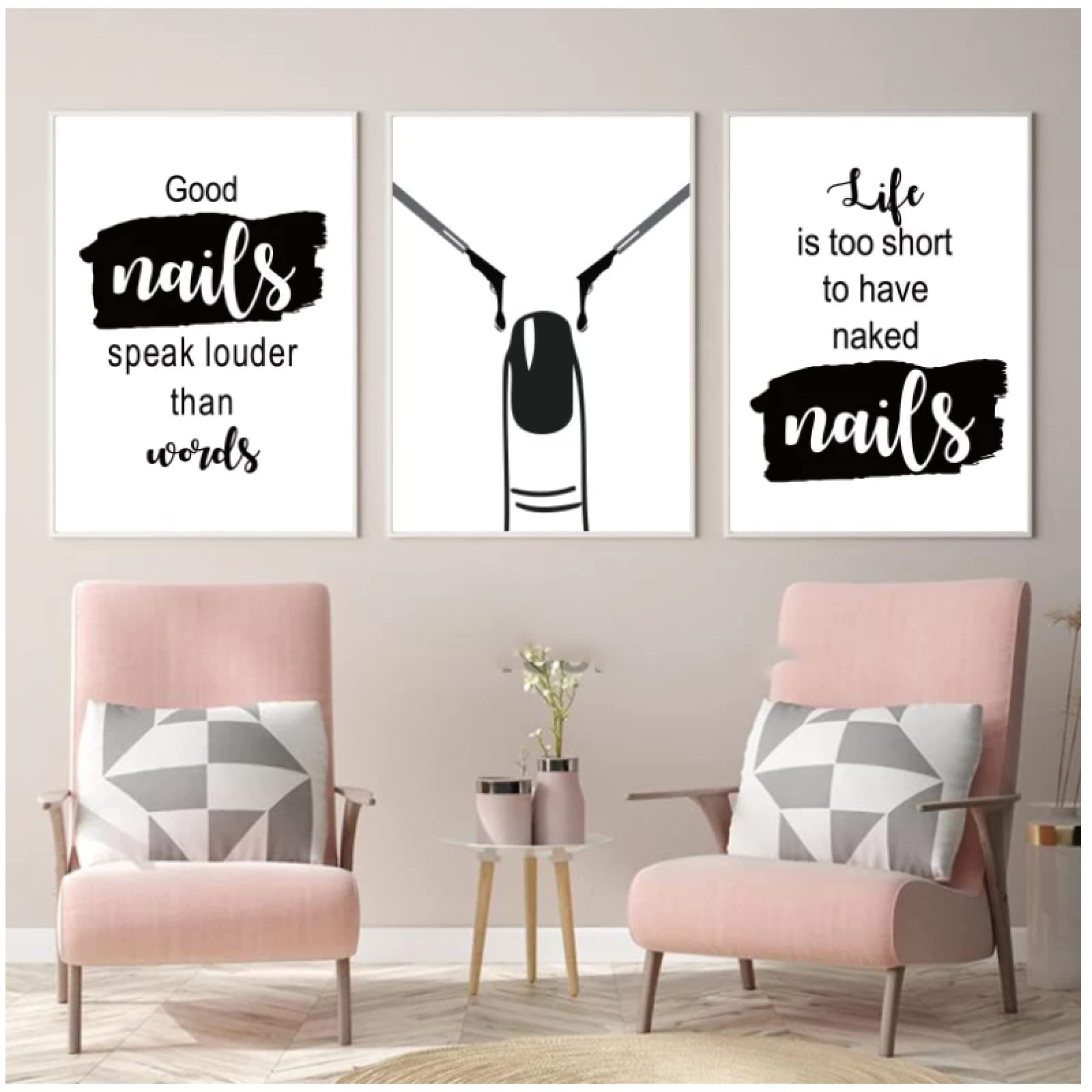 BYHGFDHJFZ Nail Salon Canvas Painting Nail Polish Quote Posters And Prints Beauty Salon Wall Art Picture Barber Shop Decor-40x50cmx3 Unframed