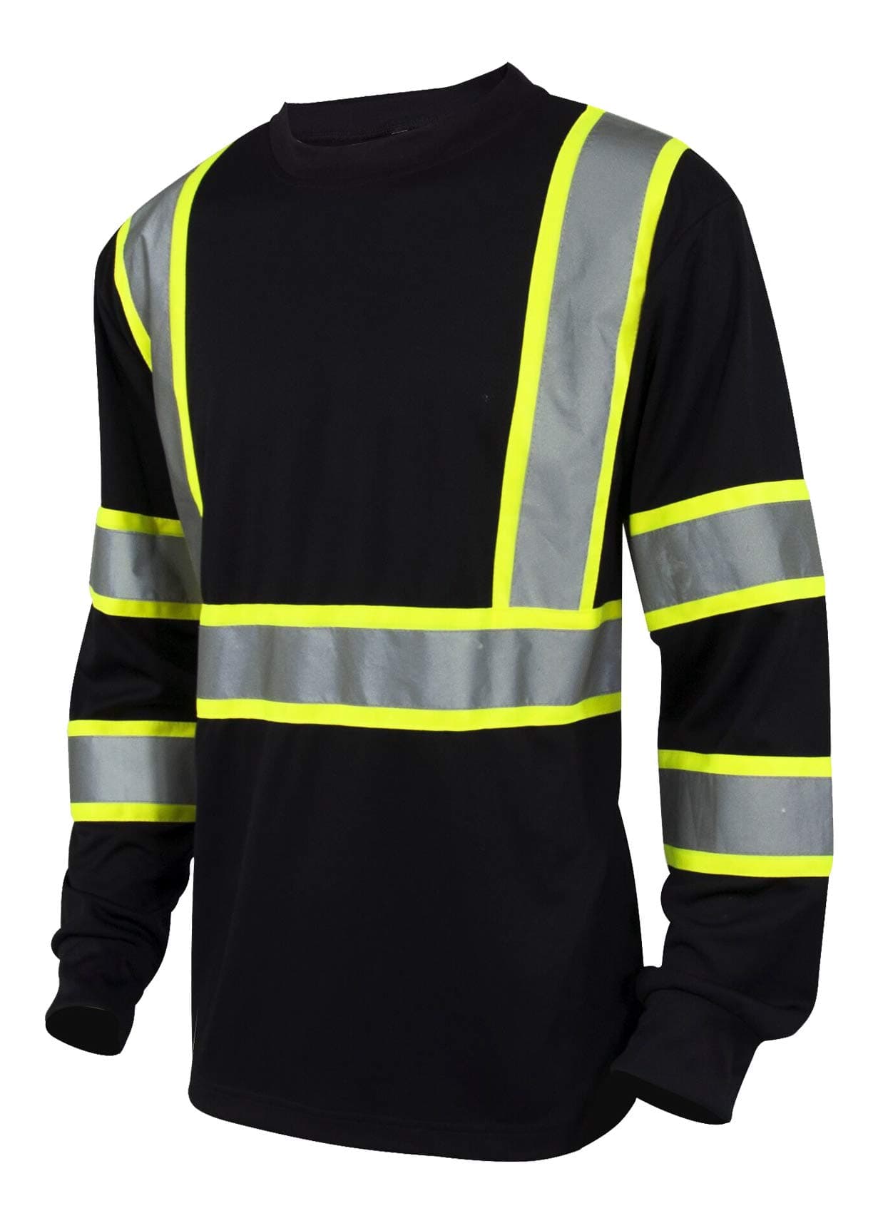 L&M Hi Vis Class 3 T Shirt Reflective Safety Lime Orange Short Long Sleeve HIGH Visibility, Black Bottom
