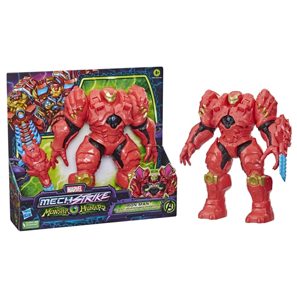 Marvel Hasbro Avengers Mech Strike Monster Hunters Hunter Suit Iron Man Toy, 20-cm-Scale Deluxe Figure, Ages 4 and Up, Multicolor (F5073)