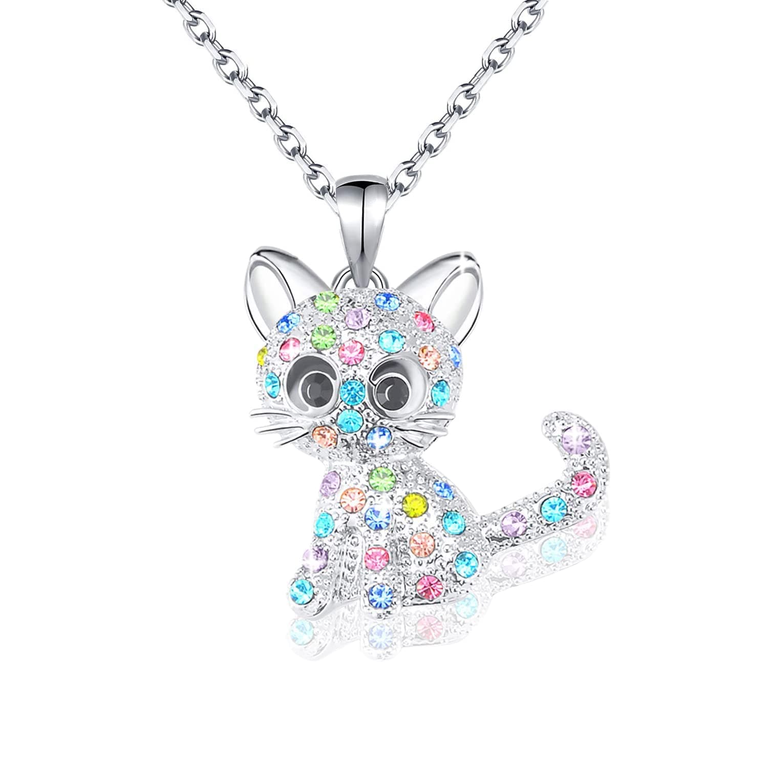 Cat Necklace for Girls Crystal Pendant Necklaces Cat Lover Gifts Jewelry Gifts for Girls Daughter Granddaughter Niece Birthday