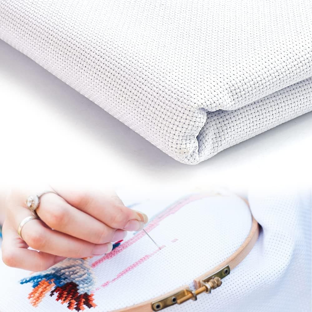 – NALACAL Aida Cloth Cross Stitch Large Fabric White Cross Stitch Cloth Fabric Classic Reserve Aida Cloth Embroidery Cloth for Embroidery Needlework, DIY Craft (1 x 1.5m)