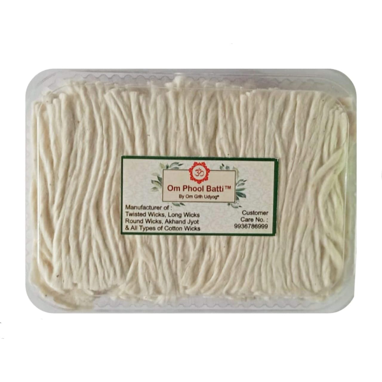 Om Phool Batti Long Cotton Wicks for Diya, Lambi Batti for Puja, (Pack of 1, White) (5100)