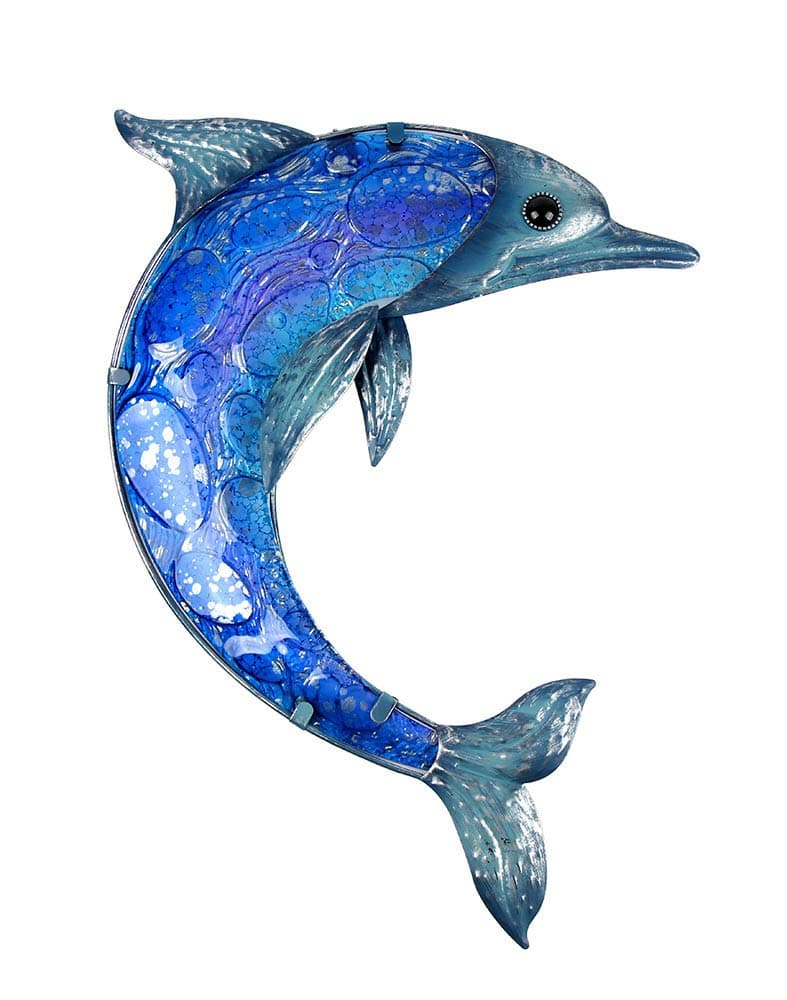LIFFY Metal Dolphin Wall Decor - Metal Fish Wall Art - Dolphin Metal Wall Art Sculpture - Ocean Wall Decor for Outdoor Pool or Bathroom, Dolphin Gift Idea