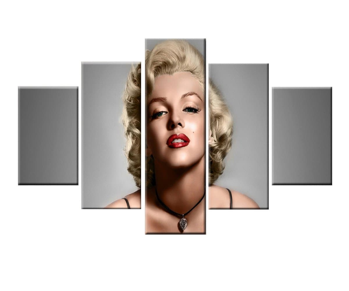 AGCary 5 Piece Unframed HD Marilyn Monroe Poster Artwork Print Canvas Painting Wall Decor for Living Room, Bedroom, Hotel, Dining Room,Bar (Marilyn Monroe, 12x20 x2pcs,12x28 x2pcs,12x36 x1pcs)