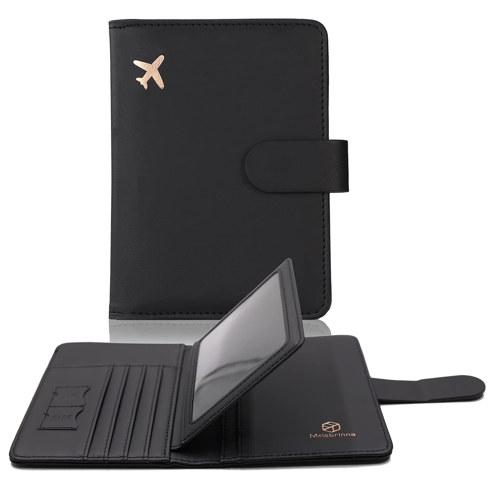 Melsbrinna Rfid Passport Holder for Travel women/Men, Cute Passport Wallet Rfid Blocking Card Slots, Rfid Passport Cover/CaseTravel Wallet, Passport Book Holder (1, Black)