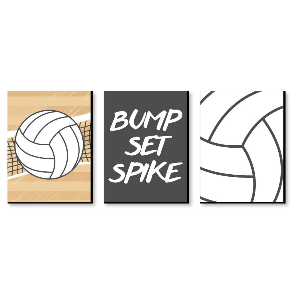 Big Dot of Happiness Bump, Set, Spike - Volleyball - Sports Themed Wall Art & Kids Room Decor - 7.5ââ‚¬Â x 10ââ‚¬Â - Set 3 Prints