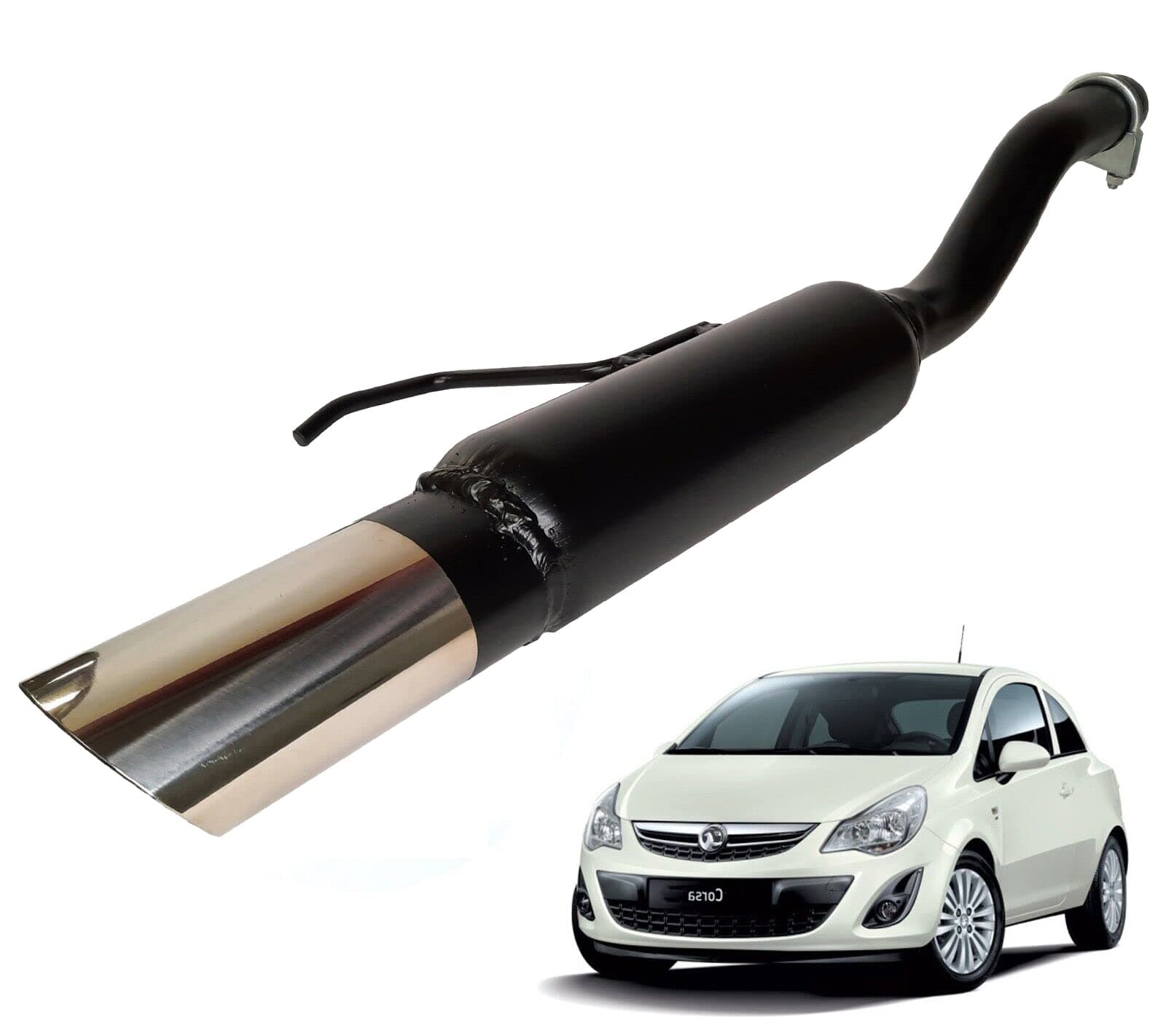 Performance Exhaust Back Box Rear Silencer Black | Fits Vauxhall Corsa D 2006- onwards - Direct Fit