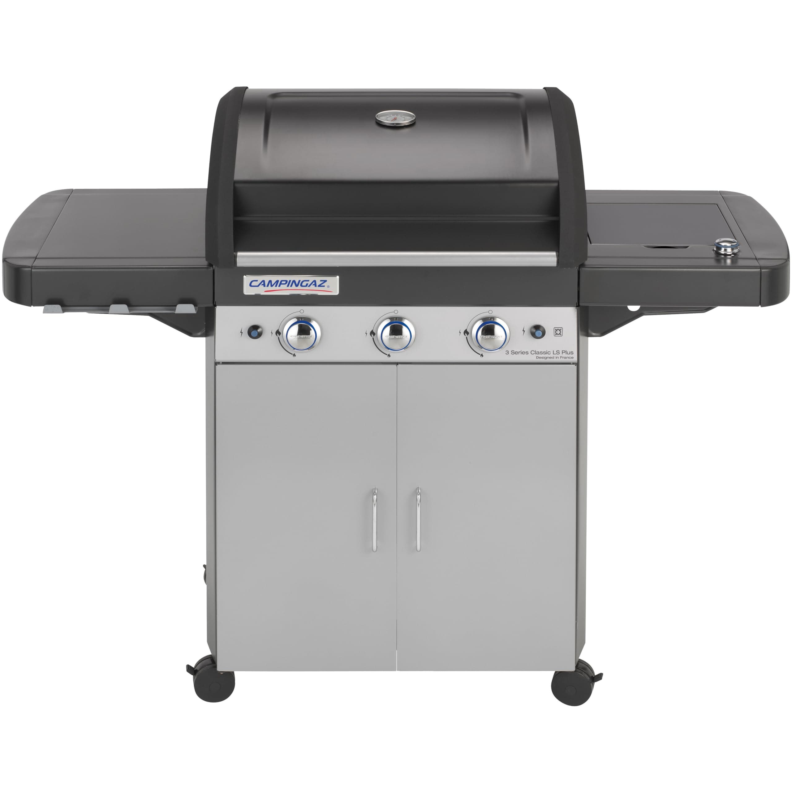 3 Series Classic LS Plus Gas BBQ 3 Burner Gas Barbecue Grill 9.6 KW Power Instaclean Easy Cleaning System Cast Iron Grid and Griddle with Side Burner