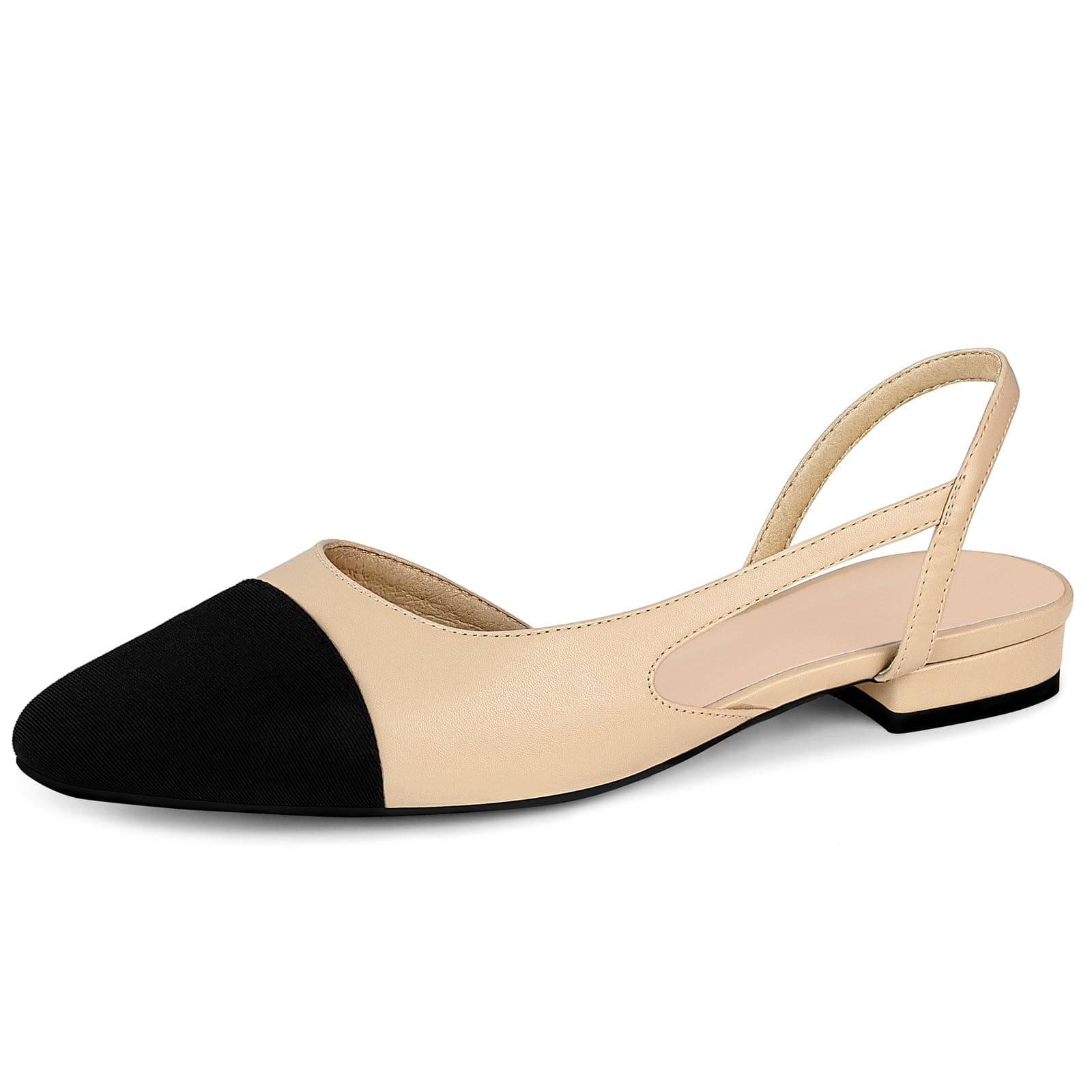 slingback flats for women, Round Toe Low heel Sandals Fashion Splicing Dress Shoes for Women