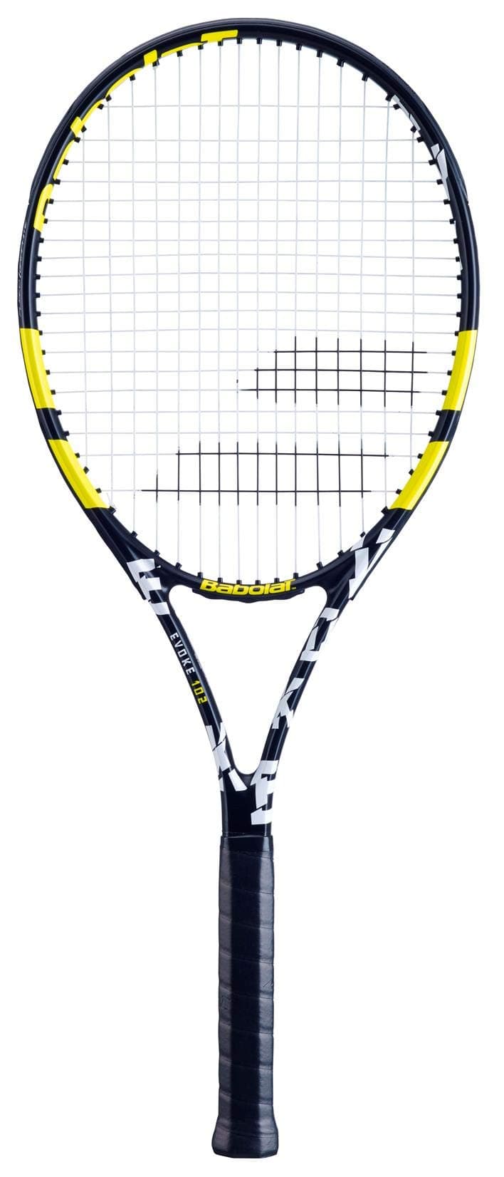 Graphite Evoke 105 Strung Tennis Racquet, Black/Yellow (4 1/2" Grip)