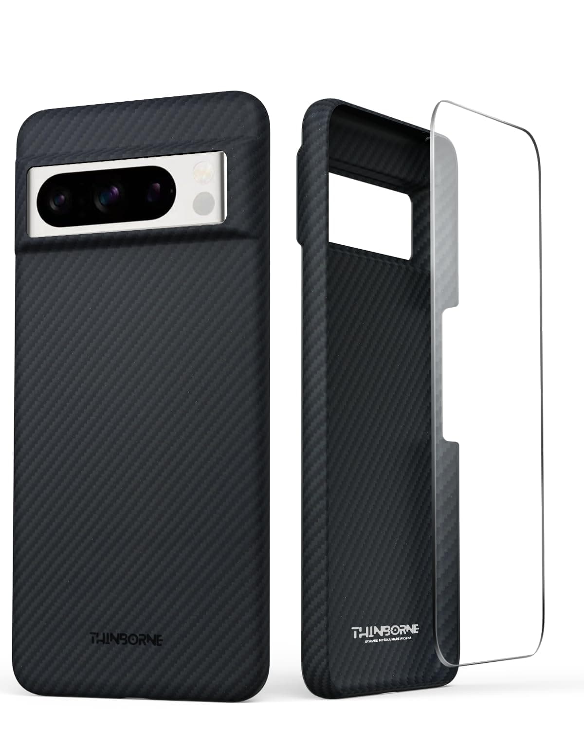 CaseBorne Thinborne Super Thin Google Pixel 8 Pro Case, [Thinnest 600D Aramid Fiber] [Feels Like No Case] [Minimalist Style with Carbon Fiber Textures] [ Free Screen Protector]