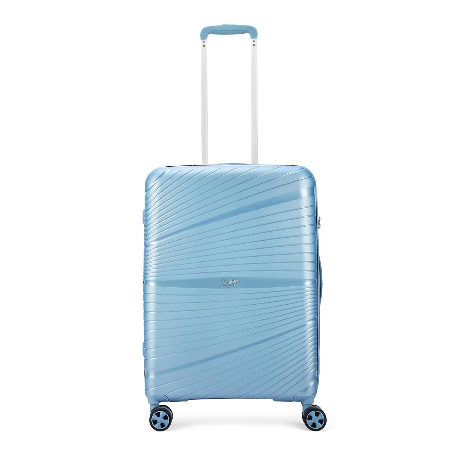Skybags Polypropylene Skylite Check-in Trolley Bag, 66cm | Medium Hard-Sided Luggage for Travel with Smooth 8-8 Wheels Spinner Wheel & TSA Lock | 5-Year International Warranty - Powder Blue
