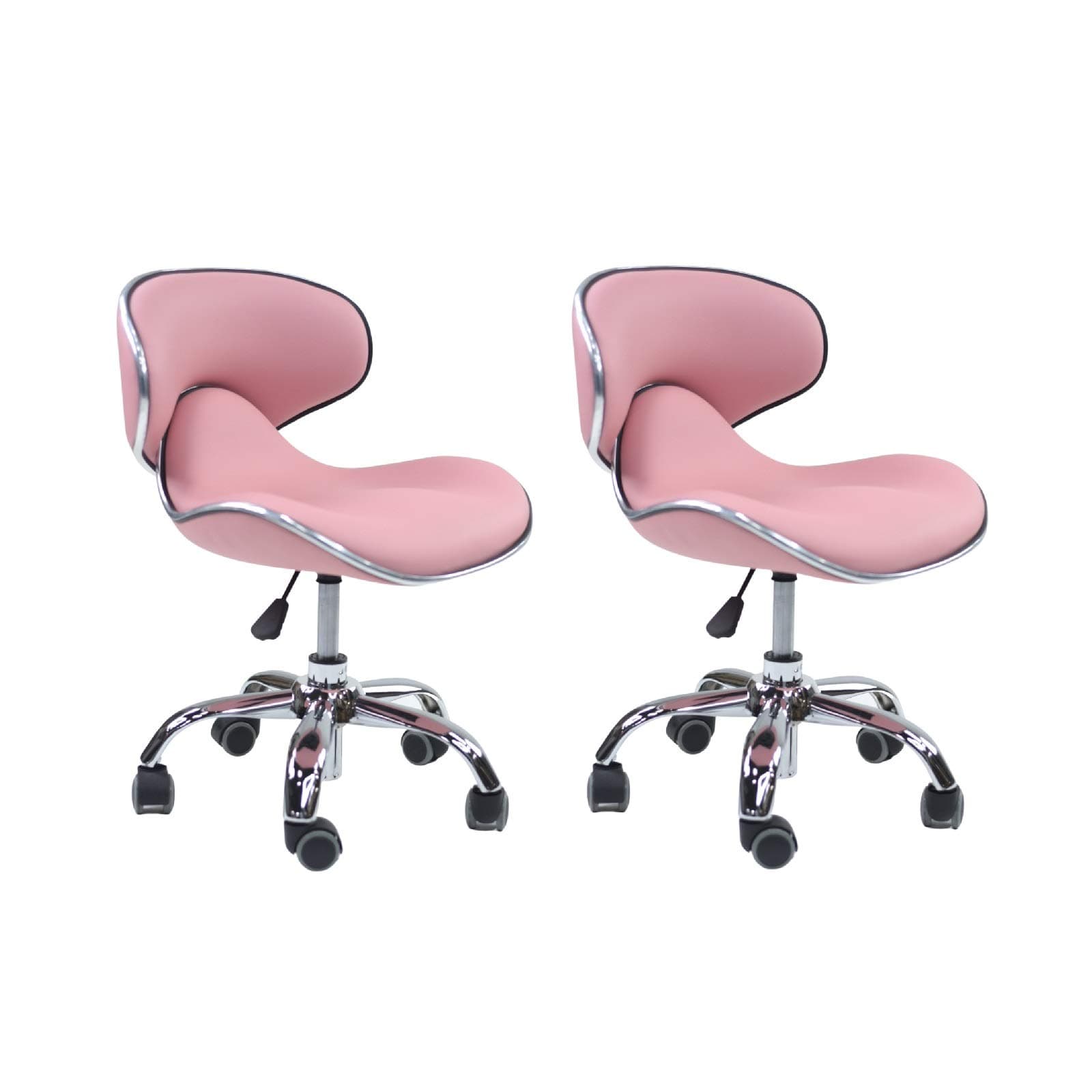 MAYAKOBA SET OF 2 Nail Salon Pedicure Stool UMI Pedicure Chair Short Adjustable Comfort Pneumatic Pump Salon Furniture & Equipment PINK