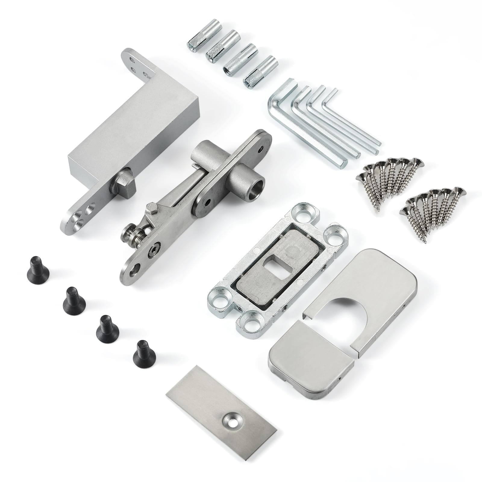 Ranbo Commercial/Home Self Closing Door Pivot Hinges Heavy Duty Hidden Hinges for Wood Doors 360 Degree Shaft Stainless Steel Invisible Pivot Hinge System (2 Way Adjustable)