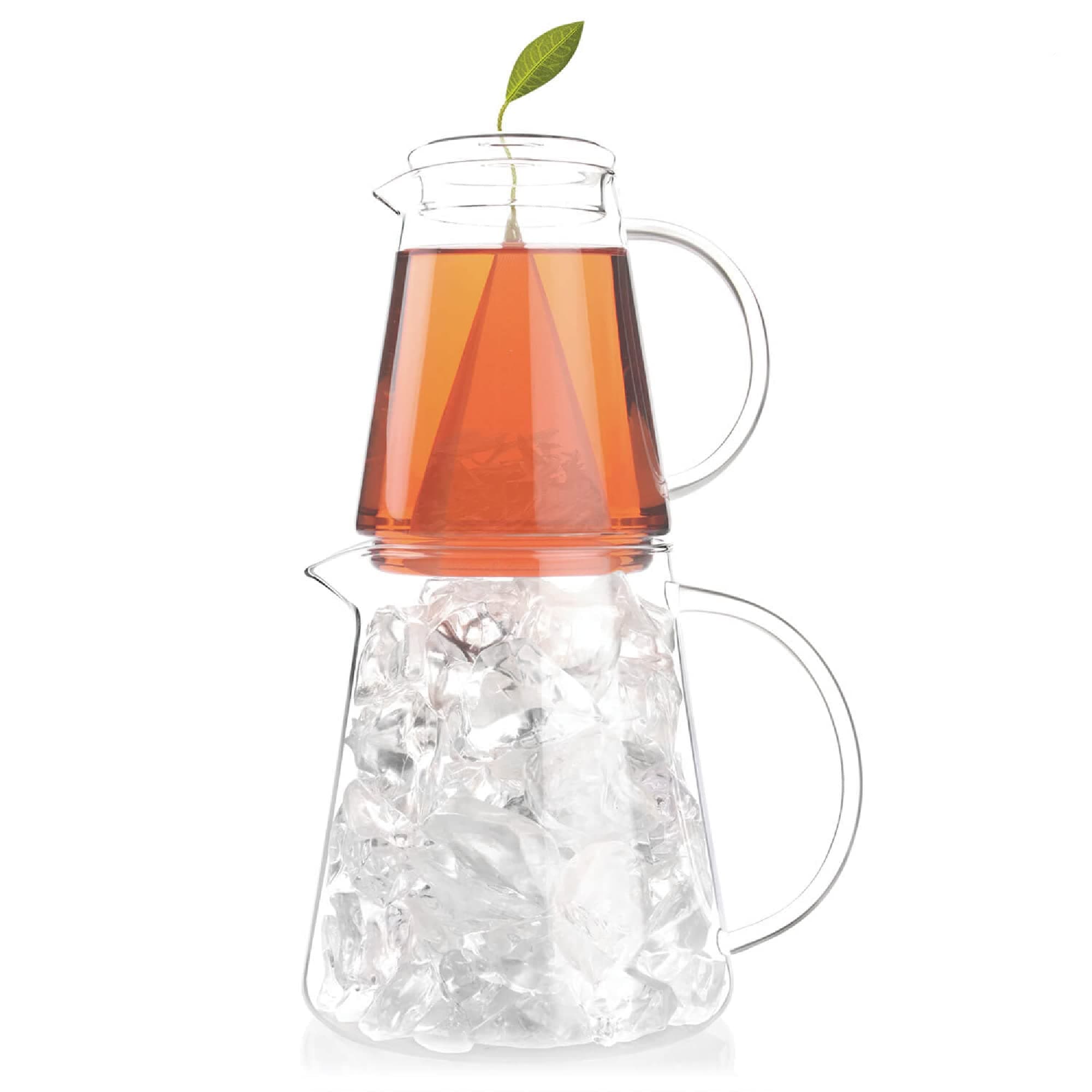 Tea Over Ice Steeping Pitcher Set of Two, 12oz for Steeping and 24 oz Pitcher for Perfect Flash Chilled Iced Tea, Dishwasher Safe