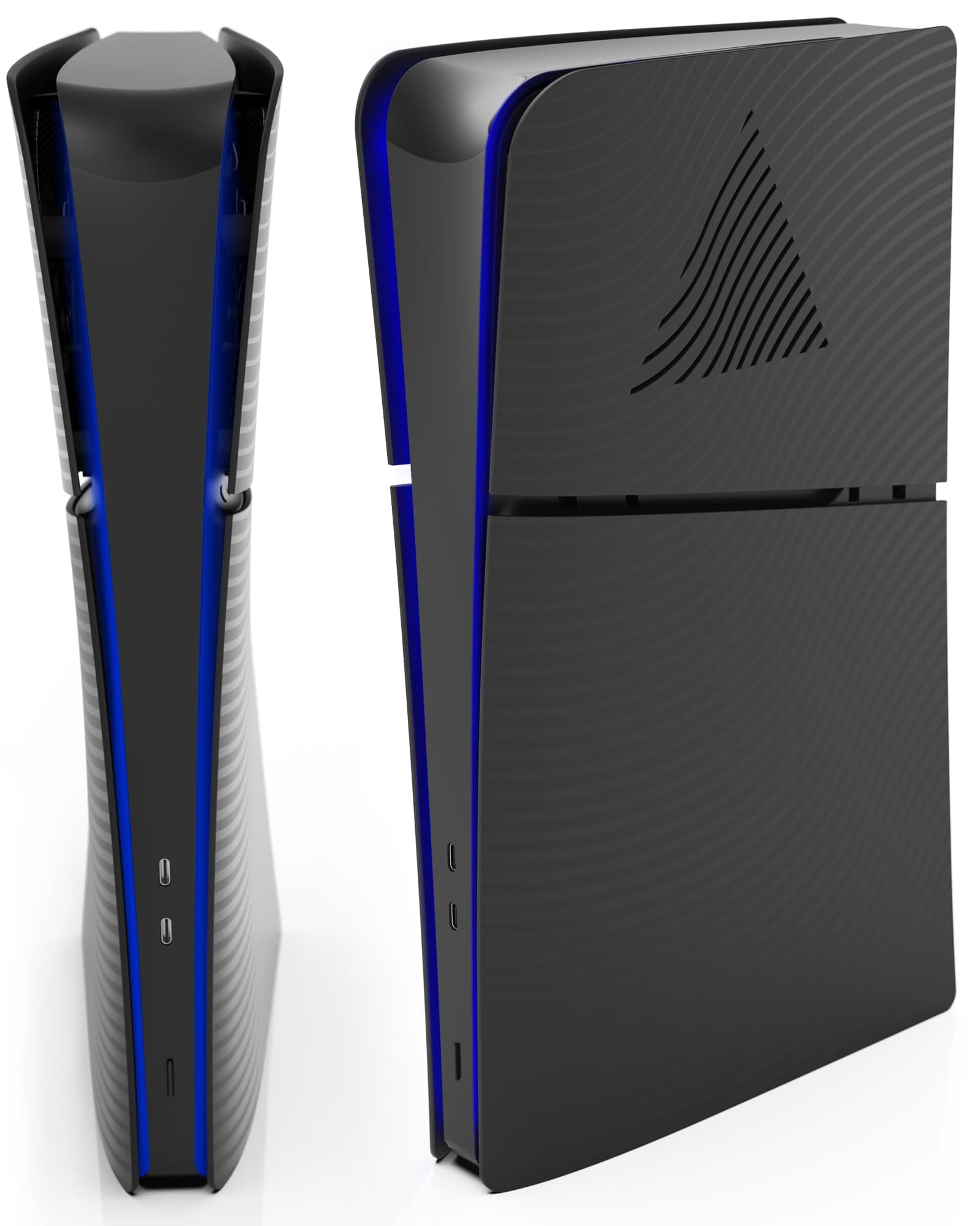 Foamy Lizard StealthPlates v2.0 Low-Profile PS5 Slim Cooling Vent Faceplate for PlayStation 5 Slim Console, Replacement Matte Shell Accessories, High Strength ABS, Vented, Precise Fit (Black Digital)