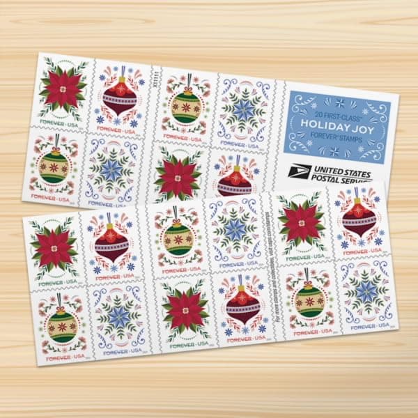 Holiday Joy (1 Booklet, 20 Stamps) Premium Postcards Forever