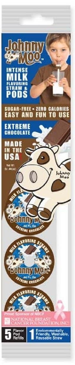Johnny Moo Milk Flavoring Pods & Straws-12, 5 Packs (Extreme Chocolate)