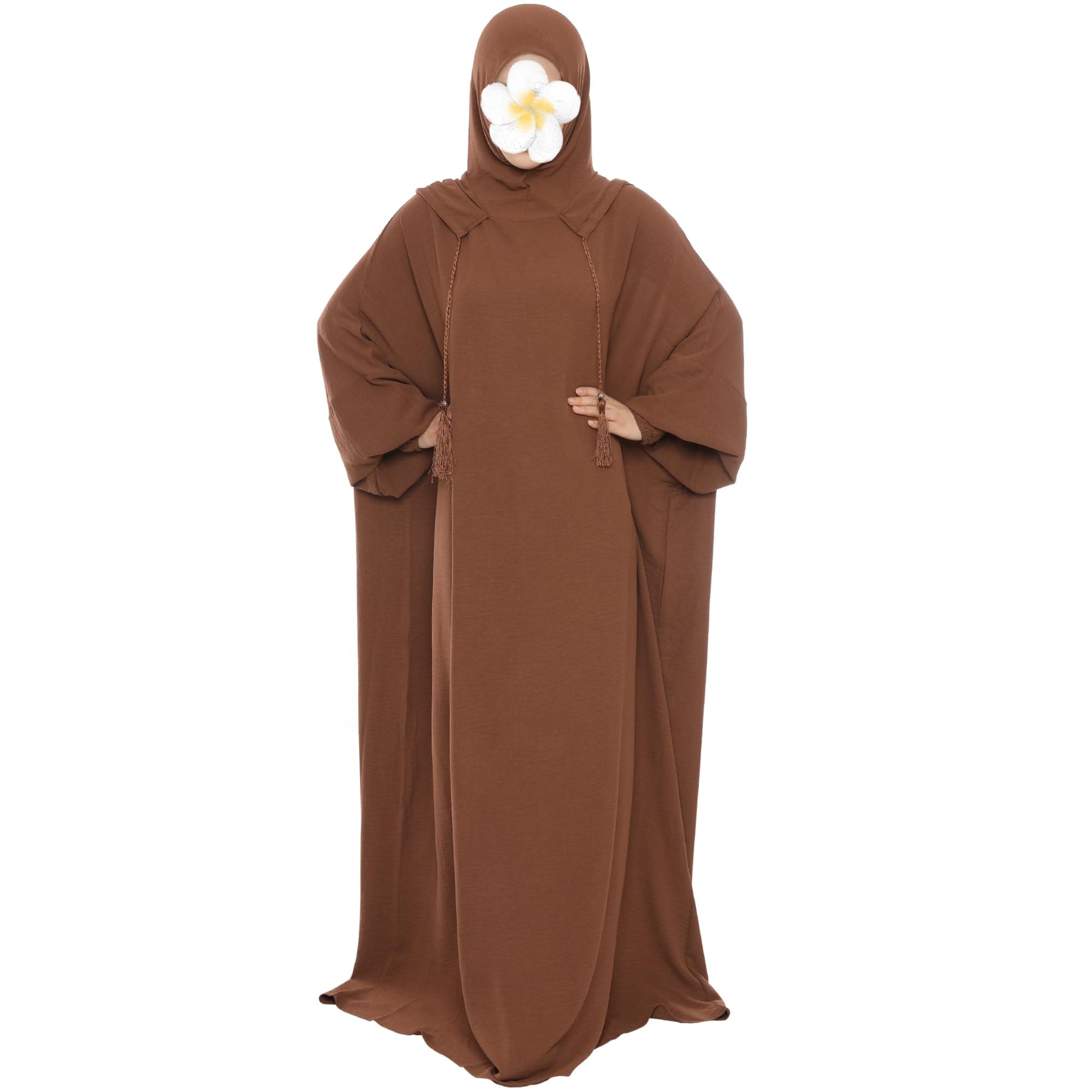 Muslim Prayer Dress Abaya Solid One-Piece Hoodie Abaya Dress for Women Long Maxi Dress Islamic Dubai Jilbab