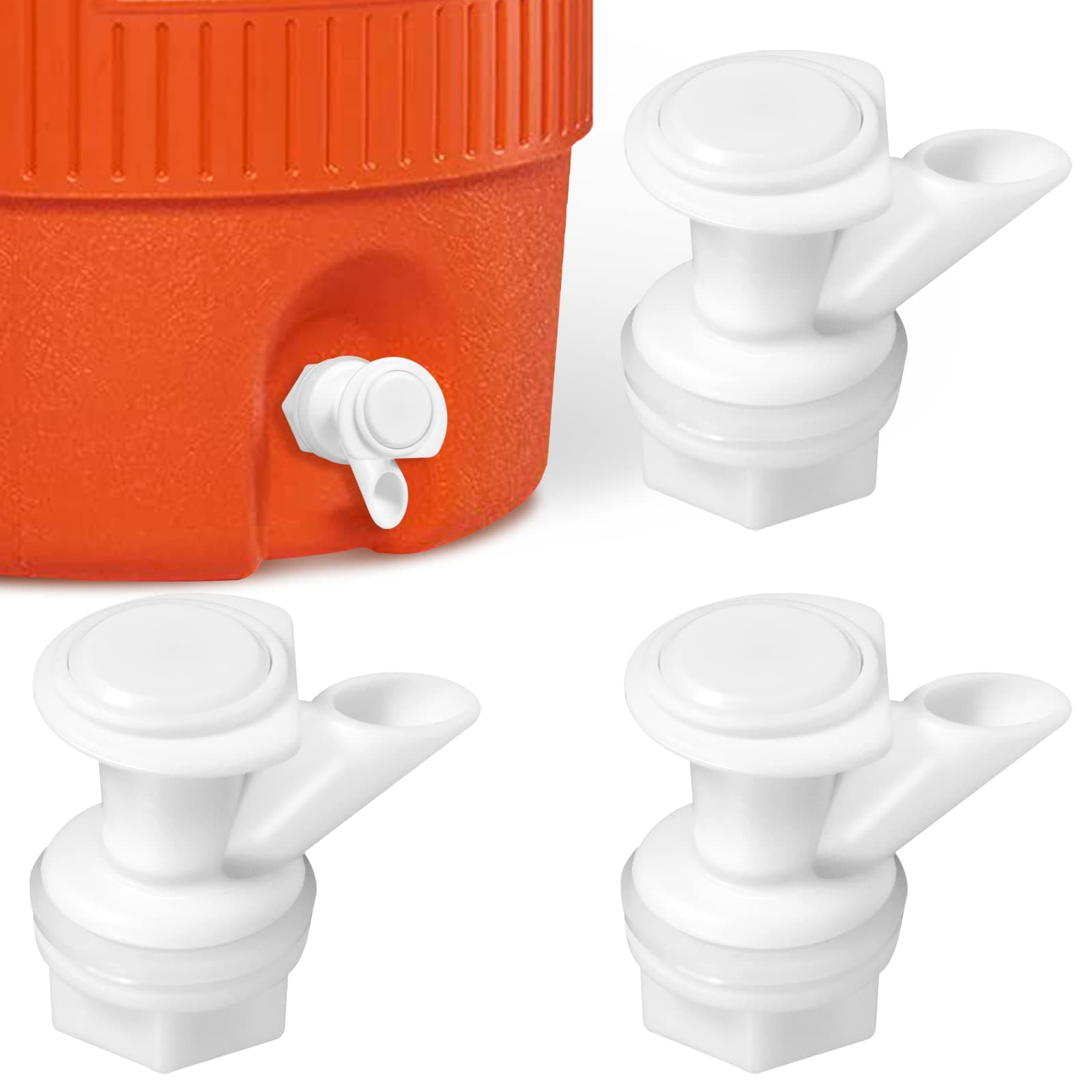 3Pcs Push Button Water Spigot Replacement, Reusable Compatible with Igloo 2, 3, 5, and 10 Gallon Water Cooler, BPA-Free, Durable 5 Gallon Bucket Spigot (White)