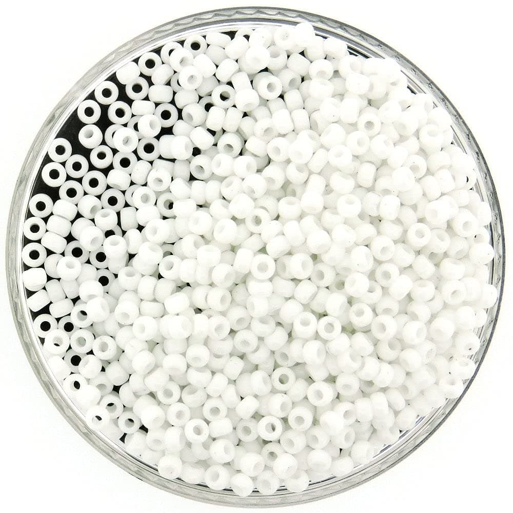 Round Rocaille Seed Beads Size 8/0 Opaque White 22GM Tube