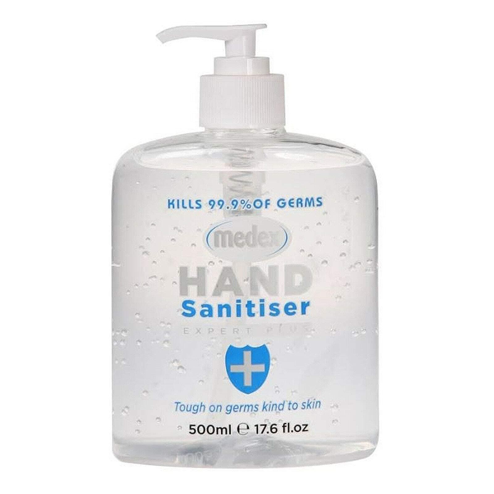 Medex Hand Sanitiser 500ml Antibacterial Gel, Pump Dispenser, Kills 99.9% of Germs