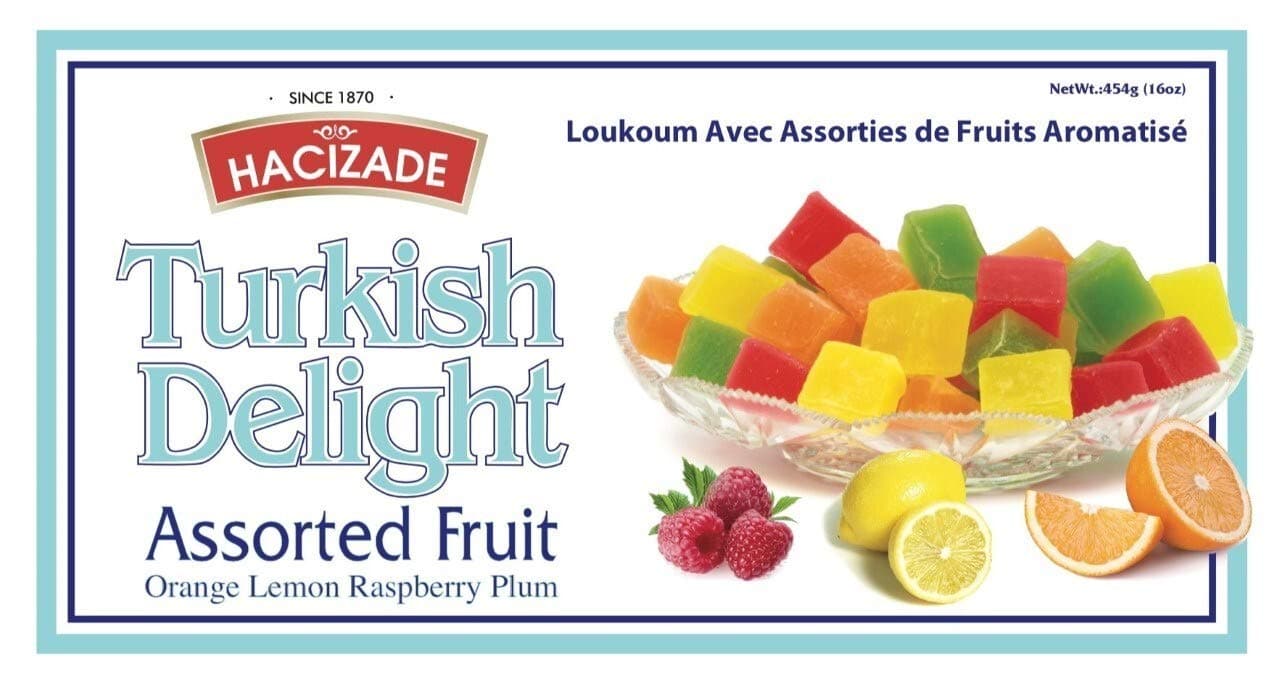 Hacizade Turkish Delight Assorted Fruit Candy, Rose, Mint, Lemon and Orange, 16 Ounce