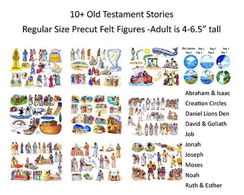10 Old Testament Bible Stories Precut Felt Figures for Flannel Board Noah, David, Daniel, Job, Jonah, Joseph, Abraham, Ruth Esther, Moses Creation