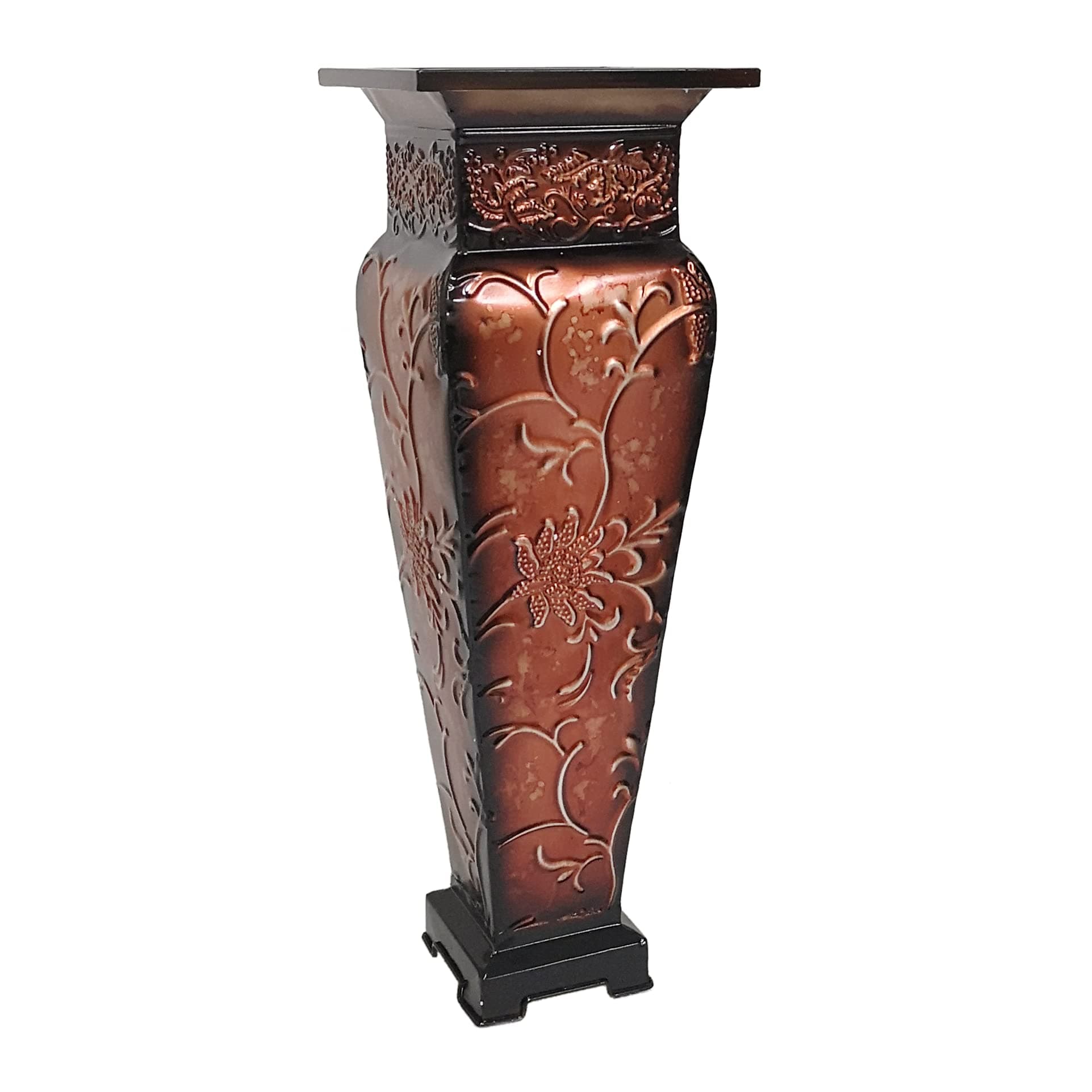 Hosley21.25 inch Red Tall Metal Embossed Floor Vase