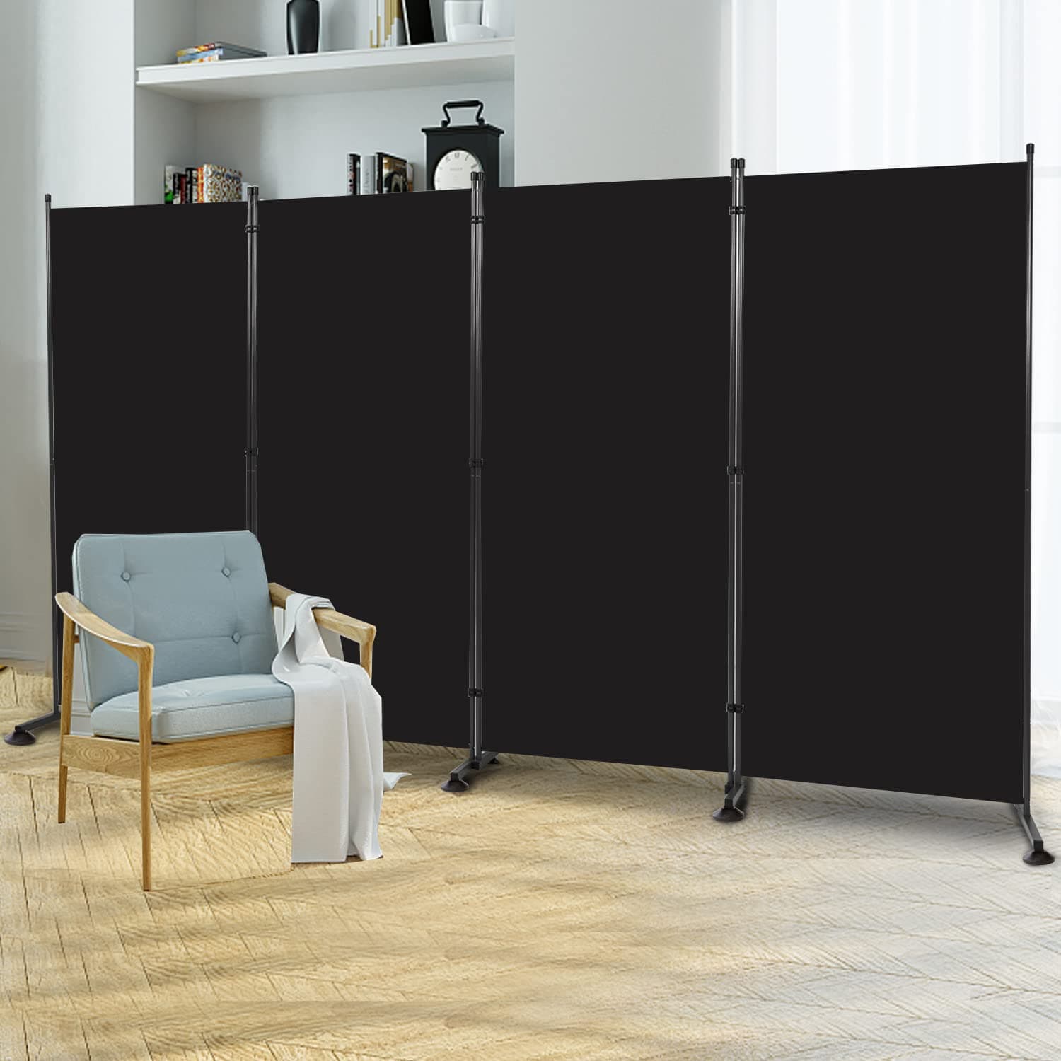 Room Divider 6FT Folding Privacy Screens, 4 Panel Partition Room Dividers w/Freestanding Design, Portable Wall Divider for Room Separtation, Fabric Screen Panel for Home Office Bedroom Dorm