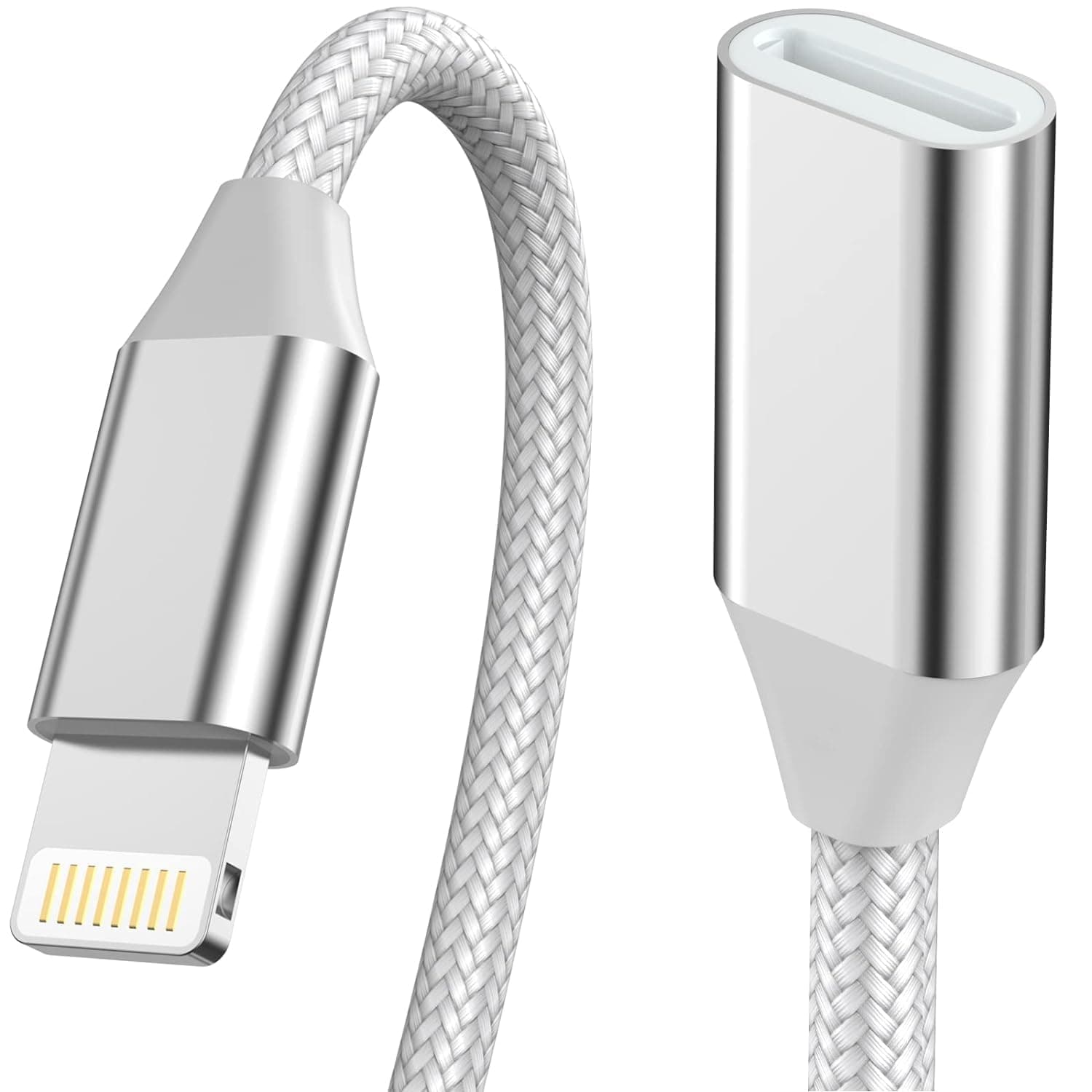 DESOFICON 3 FT iPhone Charging Extension Cable,[MFi Certified] Nylon Braided Lightning Extender Dock Cord for iPhone 14 13 Pro Max 12 11 X XR 8 7 6 Male to Female Cord Pass Video,Data,Audio,OTG