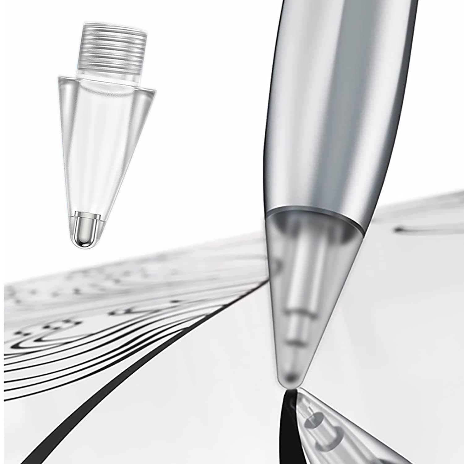 sciuU Replacement Tip Compatible with Huawei M-Pencil (2nd Generation), [2 Pieces] Tips Tips Replacement Accessories for Huawei M Pen 2, Transparent Tip