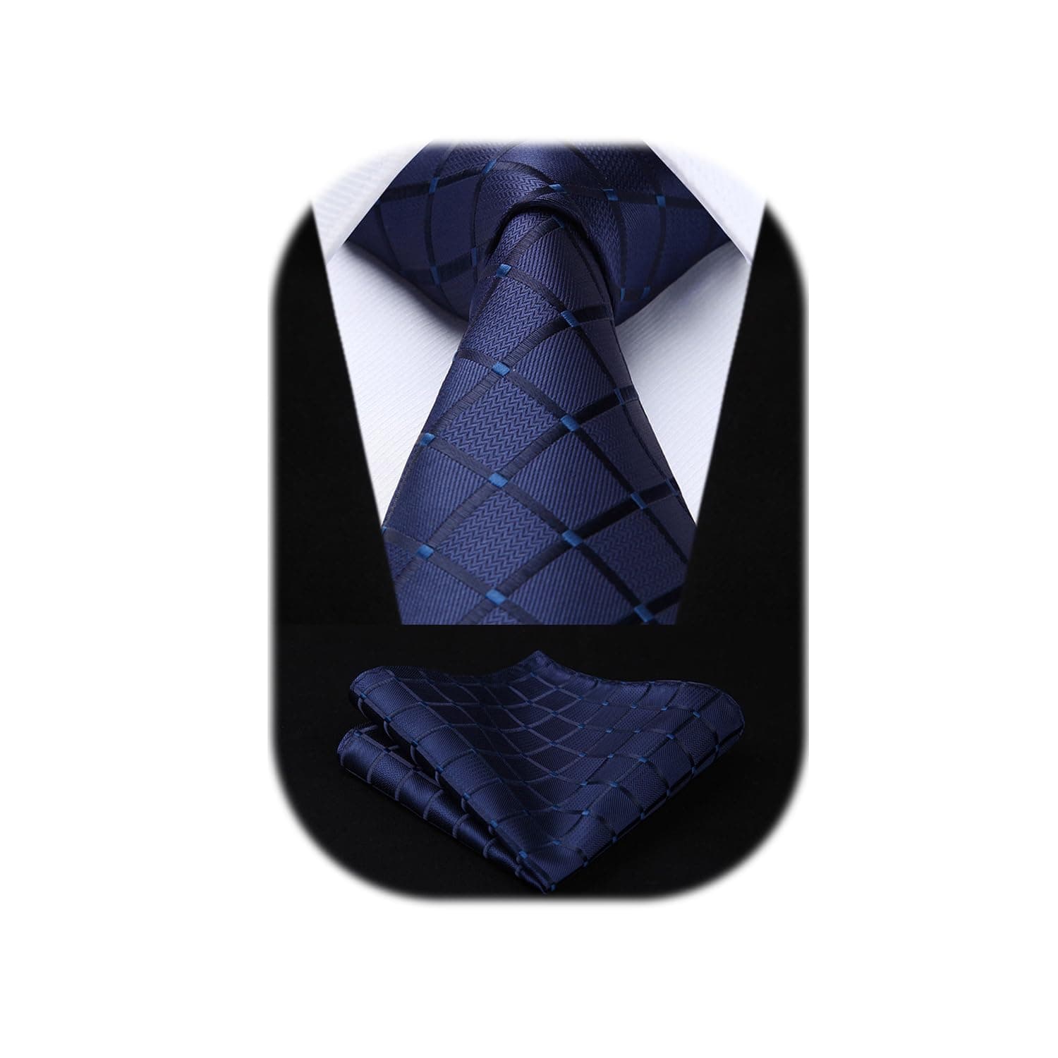 Plaid Checkered Tie Handkerchief Woven Classic Formal Men's Necktie & Pocket Square Set