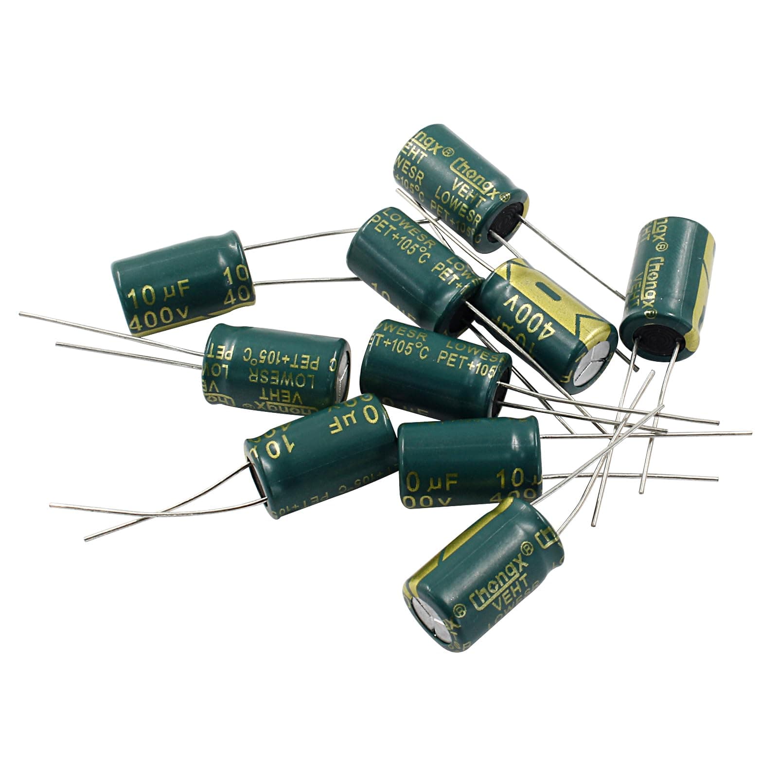 Hordion 10PCS 400V 10UF Electrolytic Capacitor, 0.39x0.63in High Frequency Aluminum Electrolytic Capacitors for TV LCD Monitor Game DIY Projects